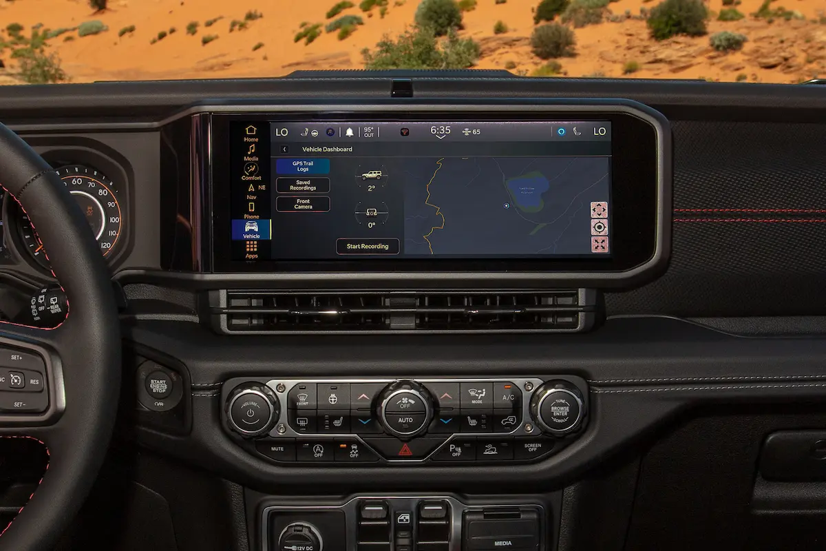 Car interior, entertainment dashboard.